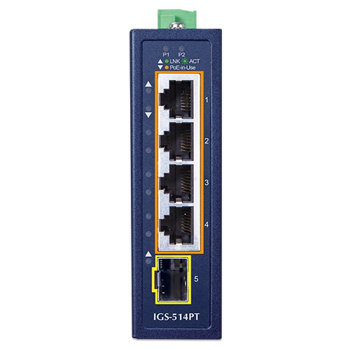 IGS-514PT Промышленный неуправляемый коммутатор/4 RJ45 PoE 1G/1 SFP 1G
