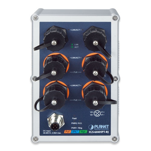 IGS-604HPT-RJ Управляемый ЖД коммутатор L2+/4 RJ45 IP67 PoE 1G/2 RJ45 IP67 1G