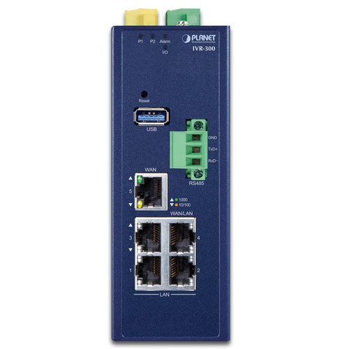 IVR-300 Промышленный 5-и портовый шлюз безопасности 10/100/1000T VPN с резервным питанием
