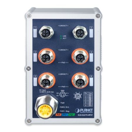 IGS-5227X-4P2T Управляемый ЖД коммутатор L2+/4 M12 PoE 1G/2 M12 1G
