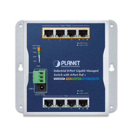 WGS-804HPT Промышленный управляемый коммутатор L2+/4 RJ45 PoE 1G/4 RJ45 1G