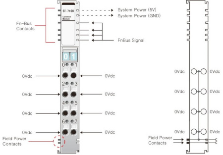 ST-7108 Модуль распределения питания, 8CH, 0 В, RTB 8