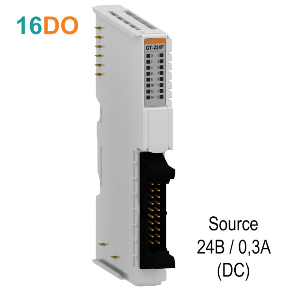 GT-224F Дискретный вывод, 16DO, 24 В/0.3А (DC), Source, IDC 20 GT-224F Дискретный вывод, 16DO, 24 В/0.3А (DC), Source, IDC 20