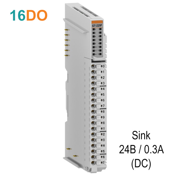 GT-225F Дискретный вывод, 16DO, 24 В/0.3А (DC), Sink, RTB 18 GT-225F Дискретный вывод, 16DO, 24 В/0.3А (DC), Sink, RTB 18