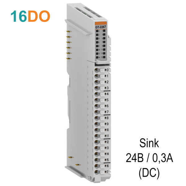 GT-227F Дискретный вывод, 16DO, 24 В/0.3А (DC), Sink, RTB 18 GT-227F Дискретный вывод, 16DO, 24 В/0.3А (DC), Sink, RTB 18