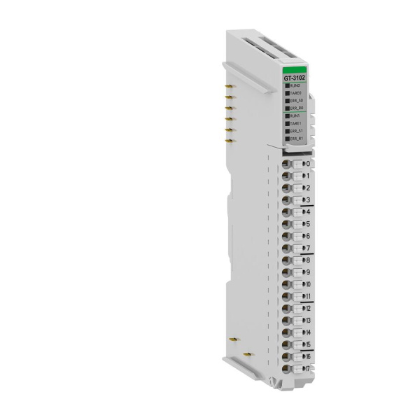 Модуль аналогового ввода Crevis GT-3102, 2AI, тензодатчик, расчёт веса, 24 бит АЦП, RTB 18