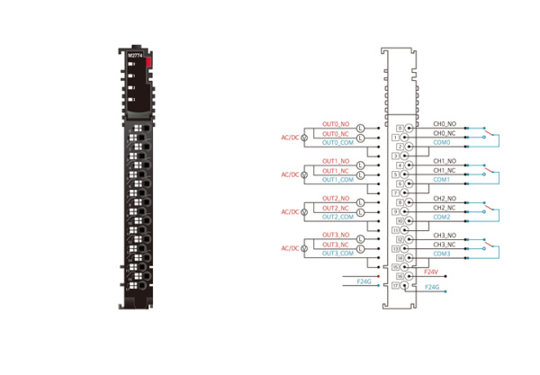 M2774 Дискретный вывод, 4DO, реле, 24 В/2A (DC), 240 В/2A (AC), RTB 18 M2774 Дискретный вывод, 4DO, реле, 24 В/2A (DC), 240 В/2A (AC), RTB 18