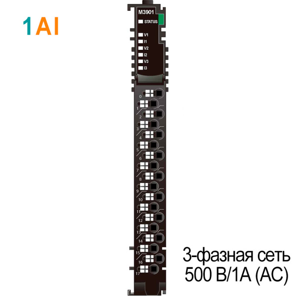 M3901 Аналоговый ввод, параметры 3-фазной сети, 500 В/1A (AC), RTB 18 M3901 Аналоговый ввод, параметры 3-фазной сети, 500 В/1A (AC), RTB 18