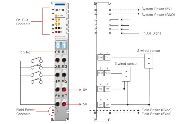 ST-1114 Дискретный ввод, 4DI, 5 В (DC), Sink, RTB 8