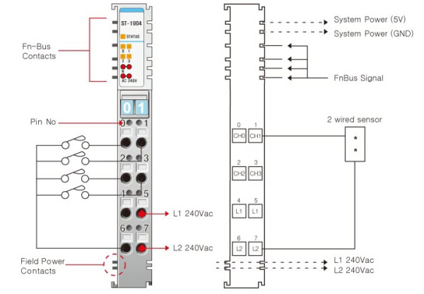 ST-1904 Дискретный ввод, 4DI, 240 В (AC), RTB 8