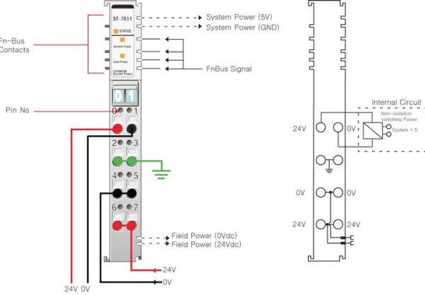 ST-7511 Модуль расширения системного питания, 5 В/1А (DC), 24 В/10А (DC), RTB 8