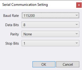 окно Serial Communication Setting со стандартными параметрами Modbus RTU