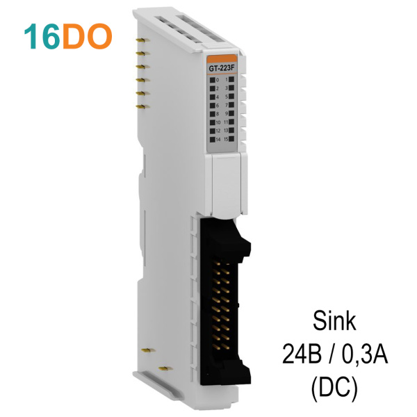 GT-223F Дискретный вывод, 16DO, 24 В/0.3А (DC), Sink, IDC 20 GT-223F Дискретный вывод, 16DO, 24 В/0.3А (DC), Sink, IDC 20